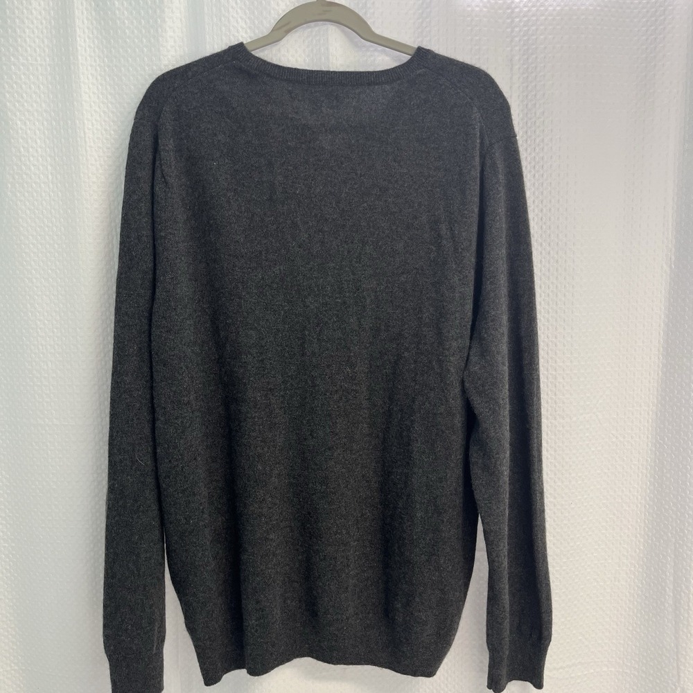 Mott & Bow Men's 100% Cashmere Charcoal Gray V Neck Sweater XXL Classic‎ - Picture 8 of 9
